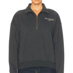 Sporty & Rich Sport Quarter Zip Sweater in Faded Black & Cream Small New Womens Photo 0