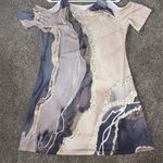 Marble Print Multicolor Shoulder Cut Out Dress Size L Photo 2