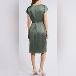 NWOT Amsale Cowl Neck Satin Sheath Dress olive green sz 2 Photo 1