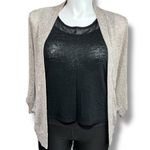 About A Girl Womens Knit Cardigan Sweater Open Front Pockets Lightweight Tan Lar Photo 1