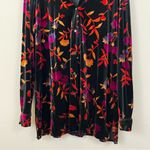 Coldwater Creek  Floral Velvet Button Down Tunic Shirt Size Large Photo 4