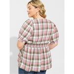 Torrid Blouse Sz 2XL Babydoll Crinkle Flannel Gauze Button Up Short Sleeve Top Photo 3