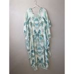 Vacances Beach Swim Coverup Palm Leaf 100% Silk Cream Caftan kimono resortwear Blue Size undefined Photo 9