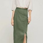 BCBG MAXAZRIA Micro Suede Maxi Wrap Skirt Twill Asymmetrical Olive Green XXS NEW Photo 0