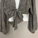 Princess Polly  New Mood Top Tie Front Deep V Size 8 Animal Print‎ Balloon Sleeve Photo 7