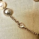 Silver tone faux grey pearl rhinestone long necklace Photo 3