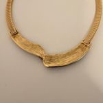 Choker Collar Necklace Gold Tone Abstract Art Inlay Statement Piece Photo 2