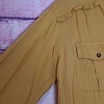Sundance  MUSTARD RUFFLE ACCENT BUTTON FRONT LONG LINE HI LOW TUNIC BLOUSE S NWT Photo 3
