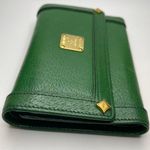 MCM Green Leather Trifold Wallet with ID - Preowned Photo 3