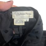 Evan Picone Evan-Picone Silk Blouse Long‎ Sleeve Keyhole Neckline Black Diamond Pattern 8 Photo 5