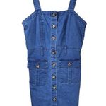 Derek Heart  Brushed Denim Elastic Waistline Mini Dress in Mid Blue Denim Photo 1
