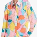 STAUD Printed Miriam Button Down Shirt Citrus Kaleidoscope Women's Size Large Photo 0