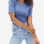 Everlane NWT The Short-Sleeve Crew Neck Bodysuit in Blue Photo 0