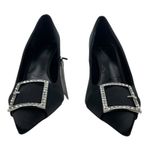 Mango Satin Pointed Toe Heel Pump with Buckle Black Size 37/ 6.5 Photo 7