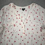 Torrid Harper Lips Lollipop Flirty Blouse Women's 4/4X V-Neck White Red Pockets Photo 1