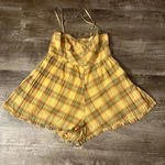 Urban Outfitters  Women Lorelei Crinkle Sleeveless Romper Yellow Plaid small Photo 0