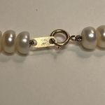 10k Yellow Gold genuine Pearl Necklace signed MP 20” Photo 4