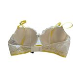 Heidi Klum 36C Madeline Underwire Bra White Lace & Lemon yellow w/ blue bow Size undefined Photo 4