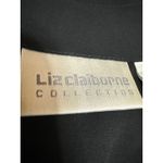 Liz Claiborne Black Long Sleeve Ruffle Collar V Neck Blouse Bodysuit Top Size 8 Photo 2