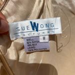 Sue Wong Nocturne Silk Beaded Halter Dress Gold Sz 8 Fringe Flapper Gatsby 30s Photo 8