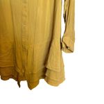 Soft Surroundings Tunic Top Womens Medium Yellow Button Gauze Flutter Hem Blouse Photo 3