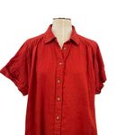 J.Crew  Relaxed-Fit Linen Shirt-Dress Short Sleeve Button Down Red Size Large Photo 2