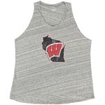 NCAA Wisconsin Badgers Women's State Outline Tank Top in Grey, 2XL Gray Size undefined Photo 0