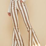 VICI COACHELLA TAUPE/CREAM STRIPED FLARE JEANS Photo 0