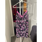 Vintage Alfani Floral Slip Dress Womens Large Romantic Nighty Y2K Bodycon Boho Black Photo 3