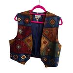 Coldwater Creek Vest Womens Medium Multicolor Southwestern Aztec Tribal Western Photo 0