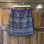 Kate Spade Kylie Jewelbox Purple Colorful Striped Tweed Mini Skirt Size 10 Photo 1