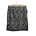 Worthington Vintage  Black Lace Jacquard Fully Lined Skirt Petite Size 14 Photo 2