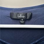 Lulus  Navy Blue Striped Long Sleeve Tiered Swing Dress Metallic Boho Siz… Photo 2