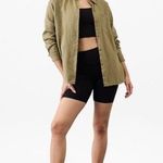 Athleta NWT Retreat Linen Olive Green Button-Up Shirt Sz XXS Photo 4