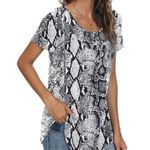 Popyoung Plus Size 3XL Snakeskin Blouse Tunic Rayon Spandex Top White Photo 1