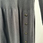 Vintage‎ Tricots Shoulder Pad Long Sleeve Midi Sweater Dress in Black Size Small Photo 2