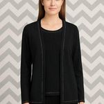 Chico's Chico’s Design Black Open Front Cardigan & Tank Set Size 1 Contrast Stitch Trim Photo 0