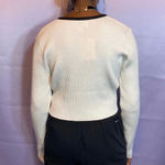 Cropped front tie cream cardigan Women’s large L White Photo 2