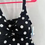Swim Solutions Tankini Top Size 12 NWT Tummy Control Polka Dot Swim Black White Photo 9