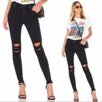 AGOLDE  Sophie High Rise Distressed Skinny Jeans: Dark Wash Ruthless Black Photo 3