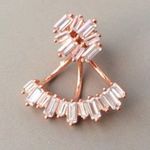 Jacket Earrings w/ Cuff Rose Gold Tone & Crystals White Photo 4