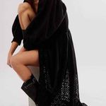 Free People  Perfect Storm Midi Dress Size XS Black Eyelet Puff Sleeves Photo 13