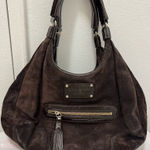 Kate Spade  Chocolate Brown Suede Patent Leather Shoulder Bag Photo 0