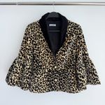 Batsheva Jacket Womens 2 Leopard Animal Print Bell Sleeves Velvet Artsy Cropped Brown Photo 1