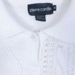 Pierre Cardin Womens Size M White V Neck Embellished Long Sleeve Sweater Photo 3