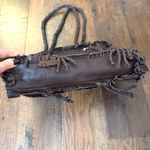 SABRINA SCALA leather boho chic brown fringe tote purse, NWOT Photo 4