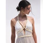 Cult Gaia silk off white halter open back backless Maxi Dress NEW Photo 3