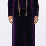 RICCI Purple Vintage 90s Velvet Sweater 3 Piece Skirt Suit Set Size M Photo 0
