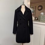 White House | Black Market  Wool Peacoat Winter Dress Coat with Leather Trim XS Photo 4