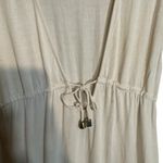 Merona Cream Short Sleeve Low V-Neck Tie Waist Beach Cover Up Women Sz M Photo 3